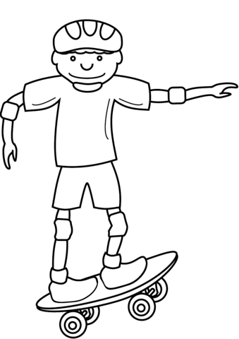 Cartoon Skateboarder Coloring Page